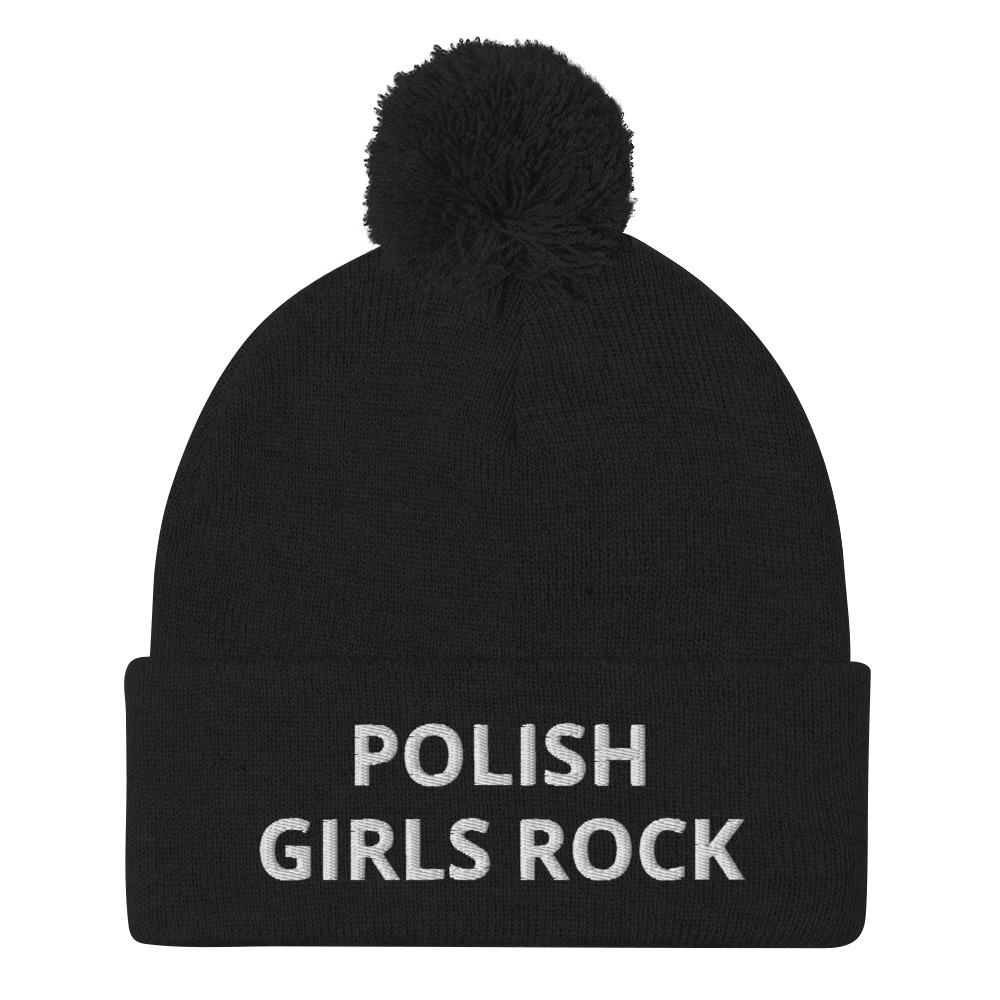Polish Girls Rock Pom-Pom Beanie  Polish Shirt Store Black  