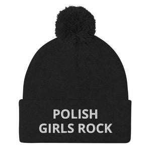 Polish Girls Rock Pom-Pom Beanie - Black - Polish Shirt Store