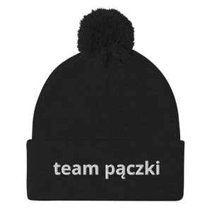 Team Pączki Pom-Pom Beanie - Black - Polish Shirt Store