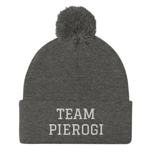 Team Pierogi Pom-Pom Beanie - Dark Heather Grey - Polish Shirt Store