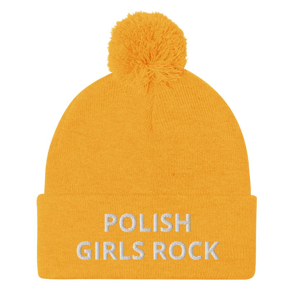 Polish Girls Rock Pom-Pom Beanie  Polish Shirt Store Gold  