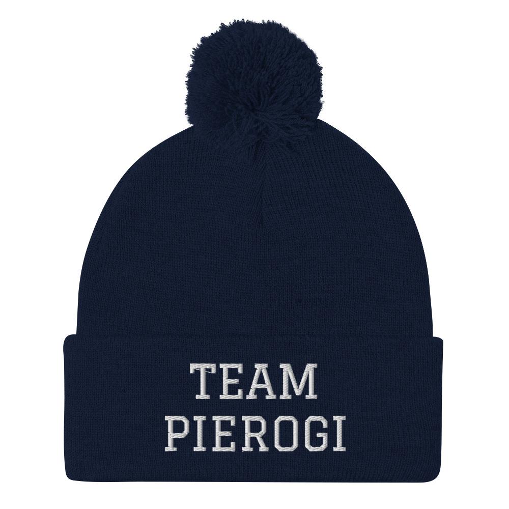 Team Pierogi Pom-Pom Beanie  Polish Shirt Store Navy  