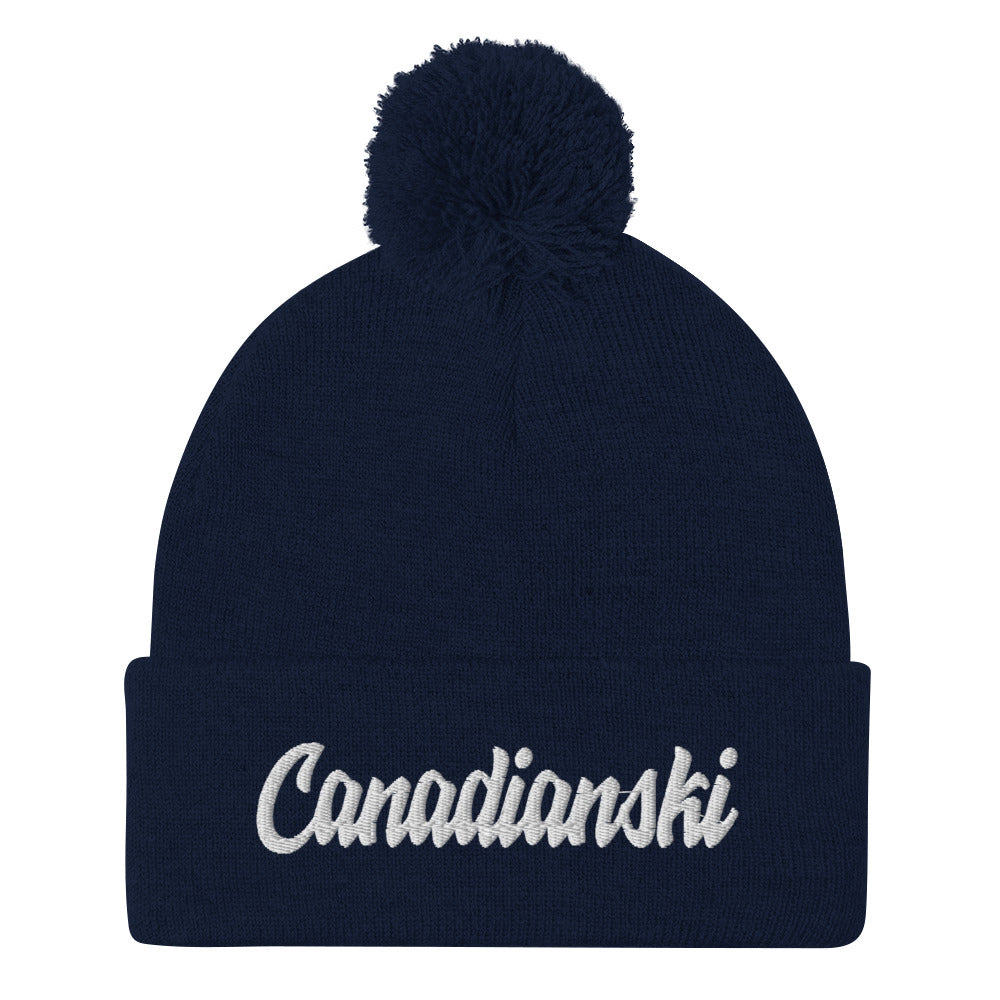 Canadianski Pom-Pom Beanie  Polish Shirt Store Navy  