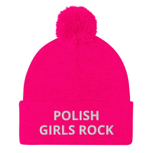 Polish Girls Rock Pom-Pom Beanie - Neon Pink - Polish Shirt Store