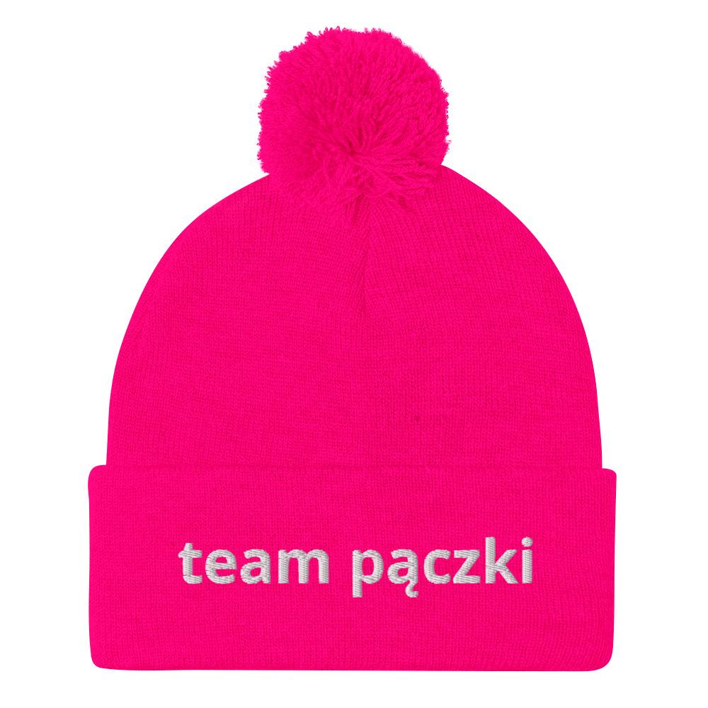 Team Pączki Pom-Pom Beanie  Polish Shirt Store Neon Pink  