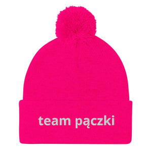 Team Pączki Pom-Pom Beanie - Neon Pink - Polish Shirt Store