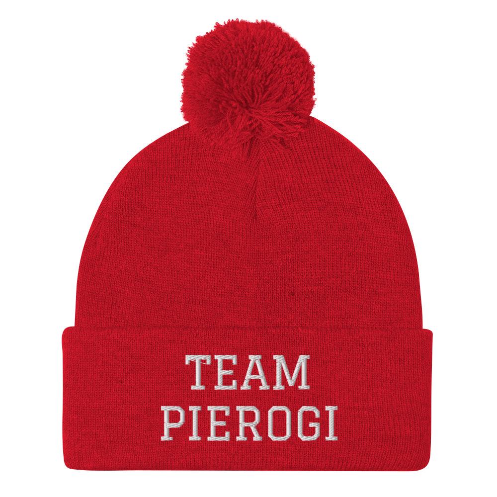 Team Pierogi Pom-Pom Beanie  Polish Shirt Store Red  