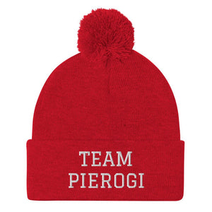 Team Pierogi Pom-Pom Beanie - Red - Polish Shirt Store