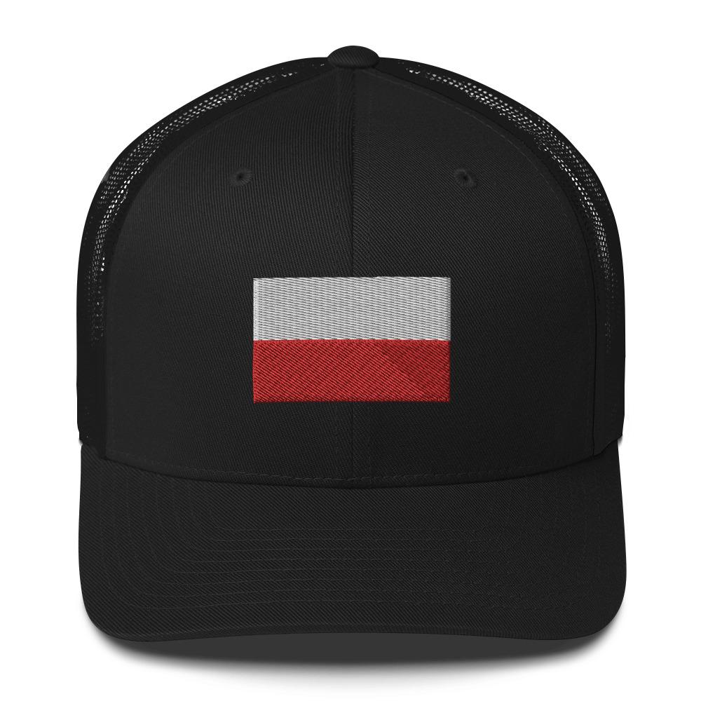 Polish Flag Embroidered Trucker Cap  Polish Shirt Store Black  