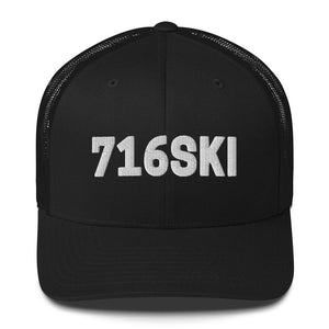 716SKI Buffalo NY Trucker Cap - Black - Polish Shirt Store