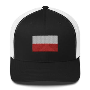 Polish Flag Embroidered Trucker Cap - Black/ White - Polish Shirt Store
