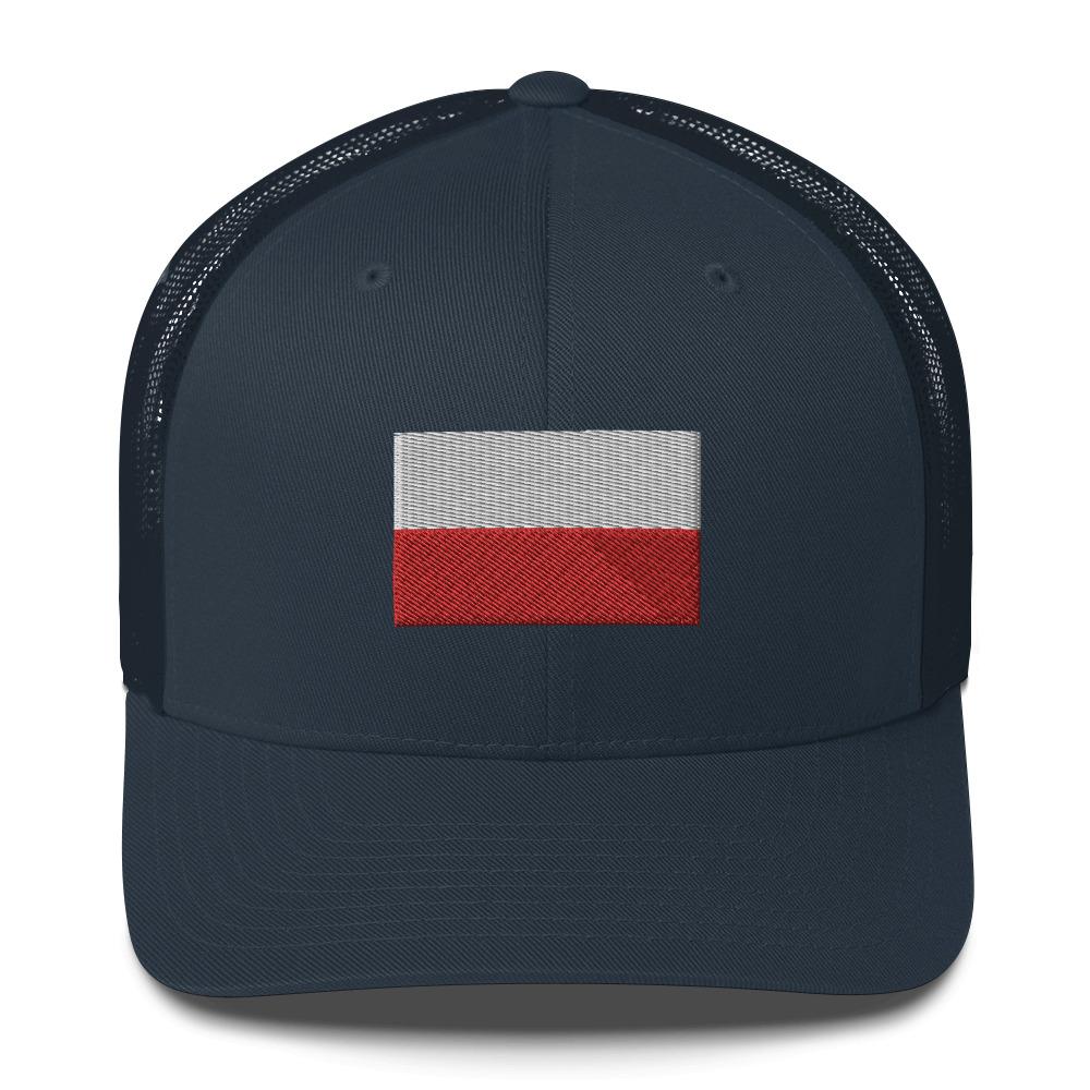 Polish Flag Embroidered Trucker Cap  Polish Shirt Store Navy  