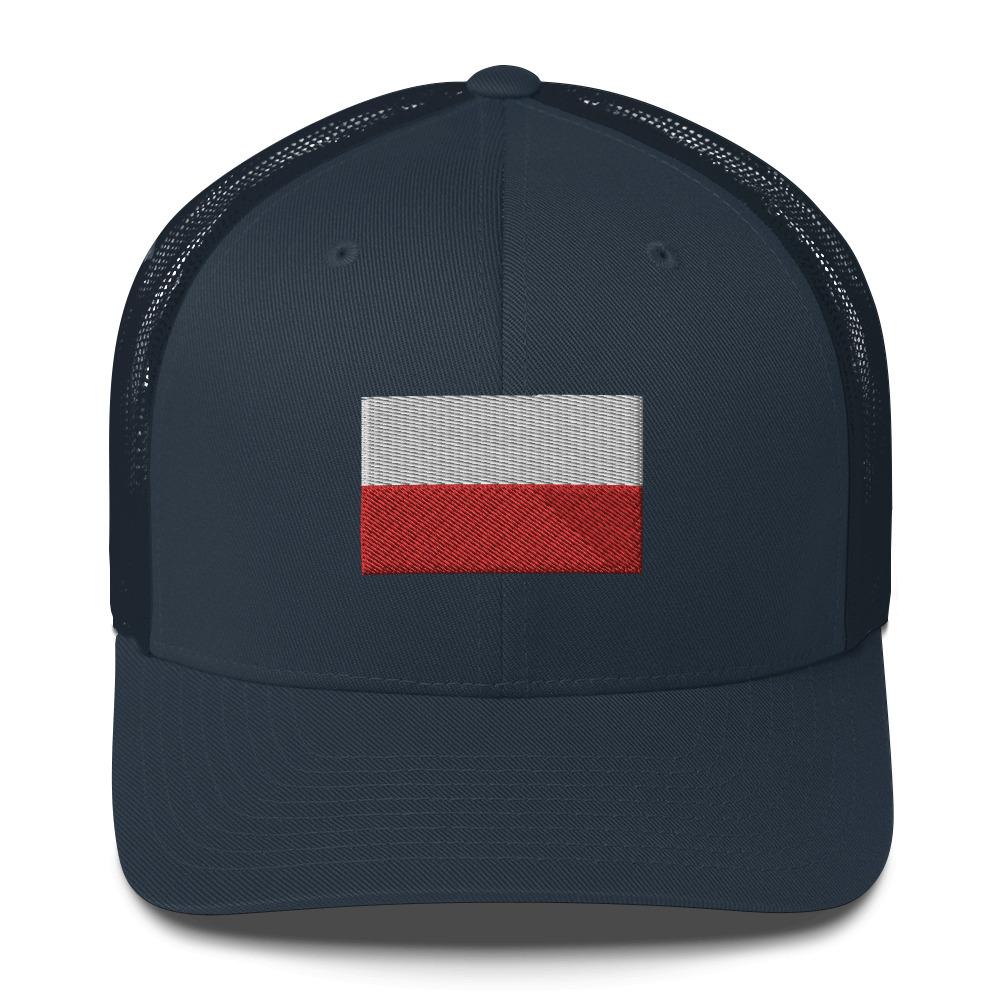 Polish Flag Embroidered Trucker Cap  Polish Shirt Store Navy  