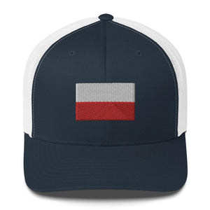 Polish Flag Embroidered Trucker Cap - Navy/ White - Polish Shirt Store