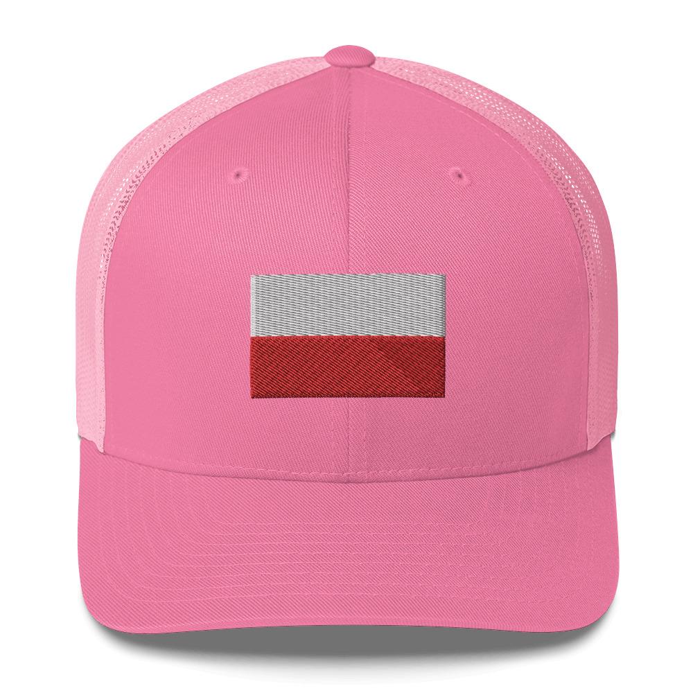 Polish Flag Embroidered Trucker Cap  Polish Shirt Store Pink  