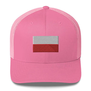 Polish Flag Embroidered Trucker Cap - Pink - Polish Shirt Store