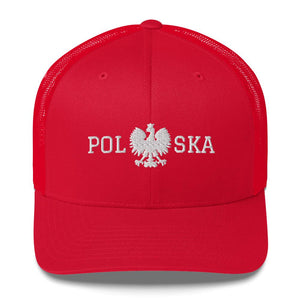 Polska Polish Eagle Trucker Cap - Red - Polish Shirt Store