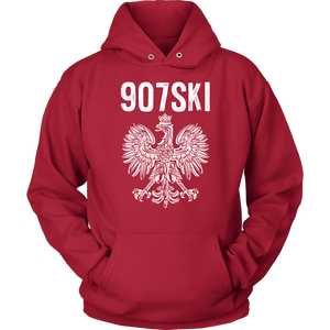 Alaska - 907 Area Code - Polish Pride - Unisex Hoodie / Red / S - Polish Shirt Store
