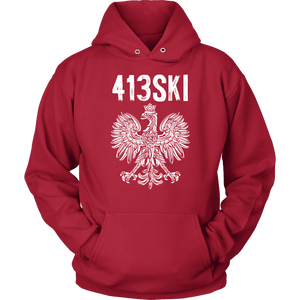 413SKI Massachusetts Polish Pride Alt Colors - Unisex Hoodie / Red / S - Polish Shirt Store