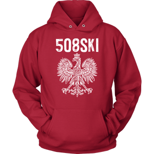 Worcester Massachusetts Area Code 508 Polish Pride - Unisex Hoodie / Red / S - Polish Shirt Store