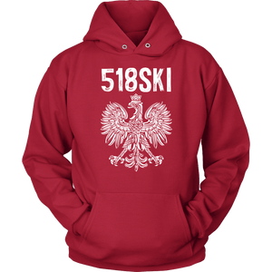 Albany New York - 518 Area Code - Polish Pride - Unisex Hoodie / Red / S - Polish Shirt Store