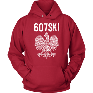 Binghamton NY - 607 Area Code - Polish Pride - Unisex Hoodie / Red / S - Polish Shirt Store