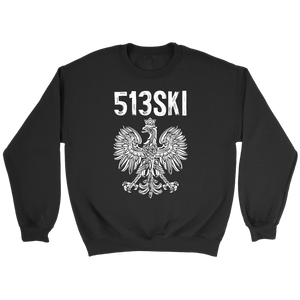 Cincinnati Ohio - 513 Area Code - Polish Pride - Crewneck Sweatshirt / Black / S - Polish Shirt Store