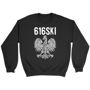 616SKI Grand Rapids Michigan Polish Pride - Crewneck Sweatshirt / Black / S - Polish Shirt Store