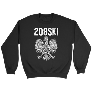 Idaho Polish American Pride - 208 Area Code - Crewneck Sweatshirt / Black / S - Polish Shirt Store