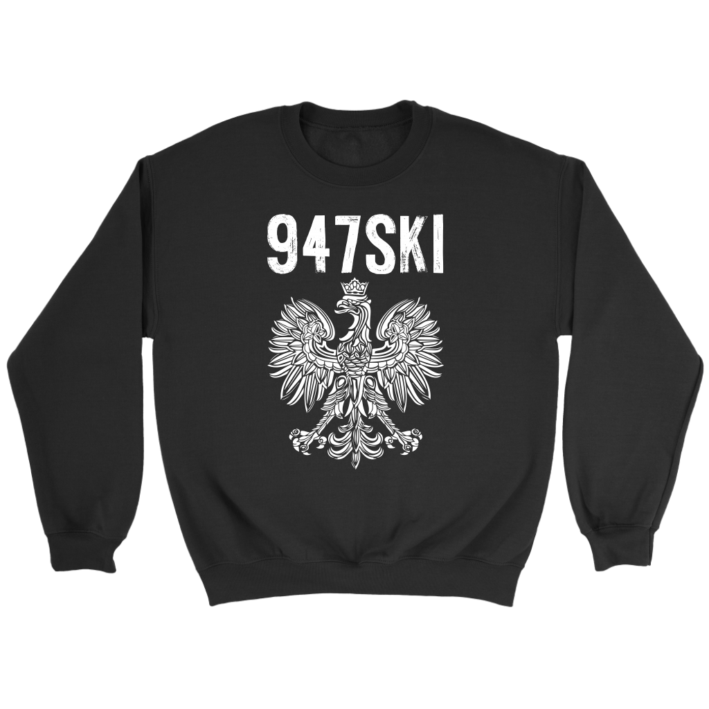 947SKI Michigan Polish Pride T-shirt teelaunch Crewneck Sweatshirt Black S