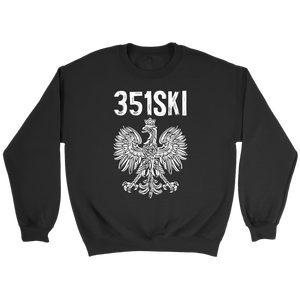Lowell Massachusetts Area Code 351 - Crewneck Sweatshirt / Black / S - Polish Shirt Store