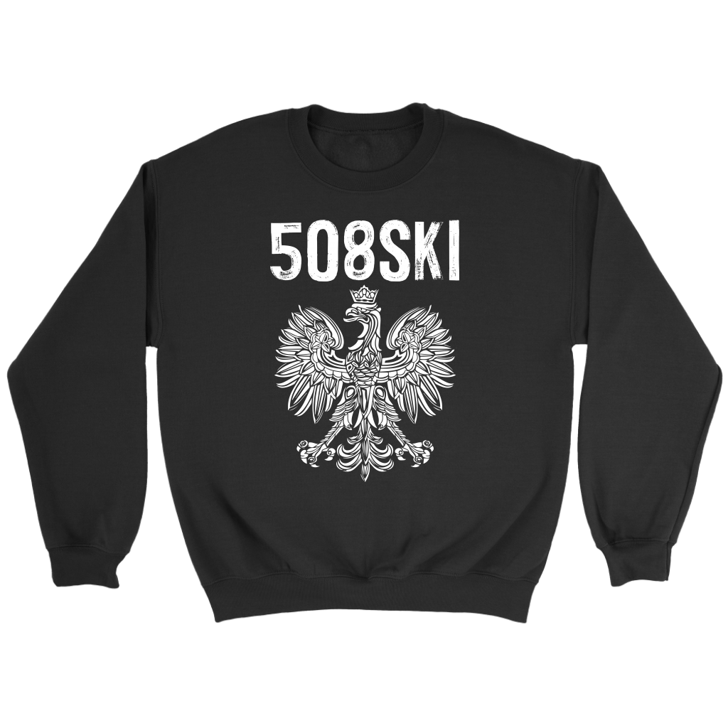 Worcester Massachusetts Area Code 508 Polish Pride T-shirt teelaunch Crewneck Sweatshirt Black S