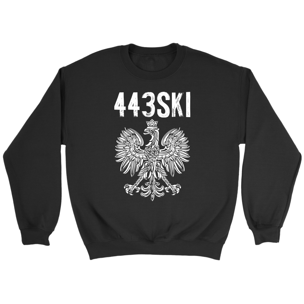 Maryland Area Code 443 Polish Pride T-shirt teelaunch Crewneck Sweatshirt Black S