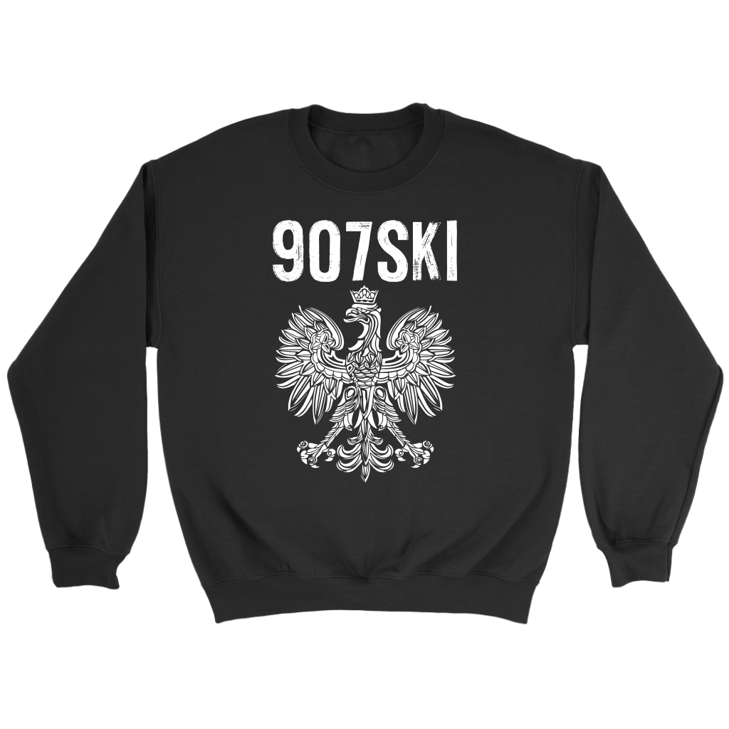 Alaska - 907 Area Code - Polish Pride T-shirt teelaunch Crewneck Sweatshirt Black S