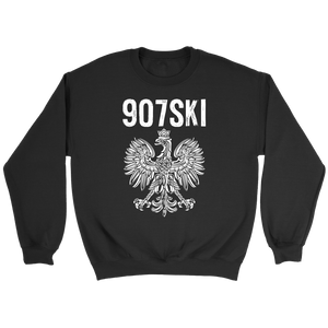 Alaska - 907 Area Code - Polish Pride - Crewneck Sweatshirt / Black / S - Polish Shirt Store