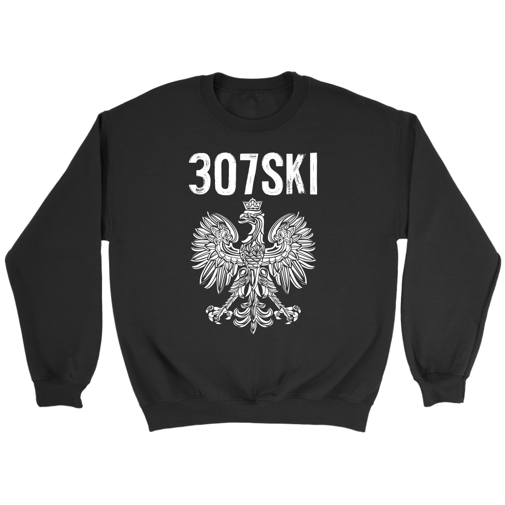 Wyoming - 307 Area Code - Polish Pride T-shirt teelaunch Crewneck Sweatshirt Black S