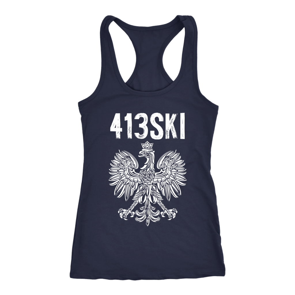 413SKI Massachusetts Polish Pride Alt Colors T-shirt teelaunch Next Level Racerback Tank Navy XS