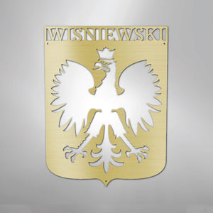 Polish Eagle Monogram Steel Sign - Gold / 12" - Polish Shirt Store