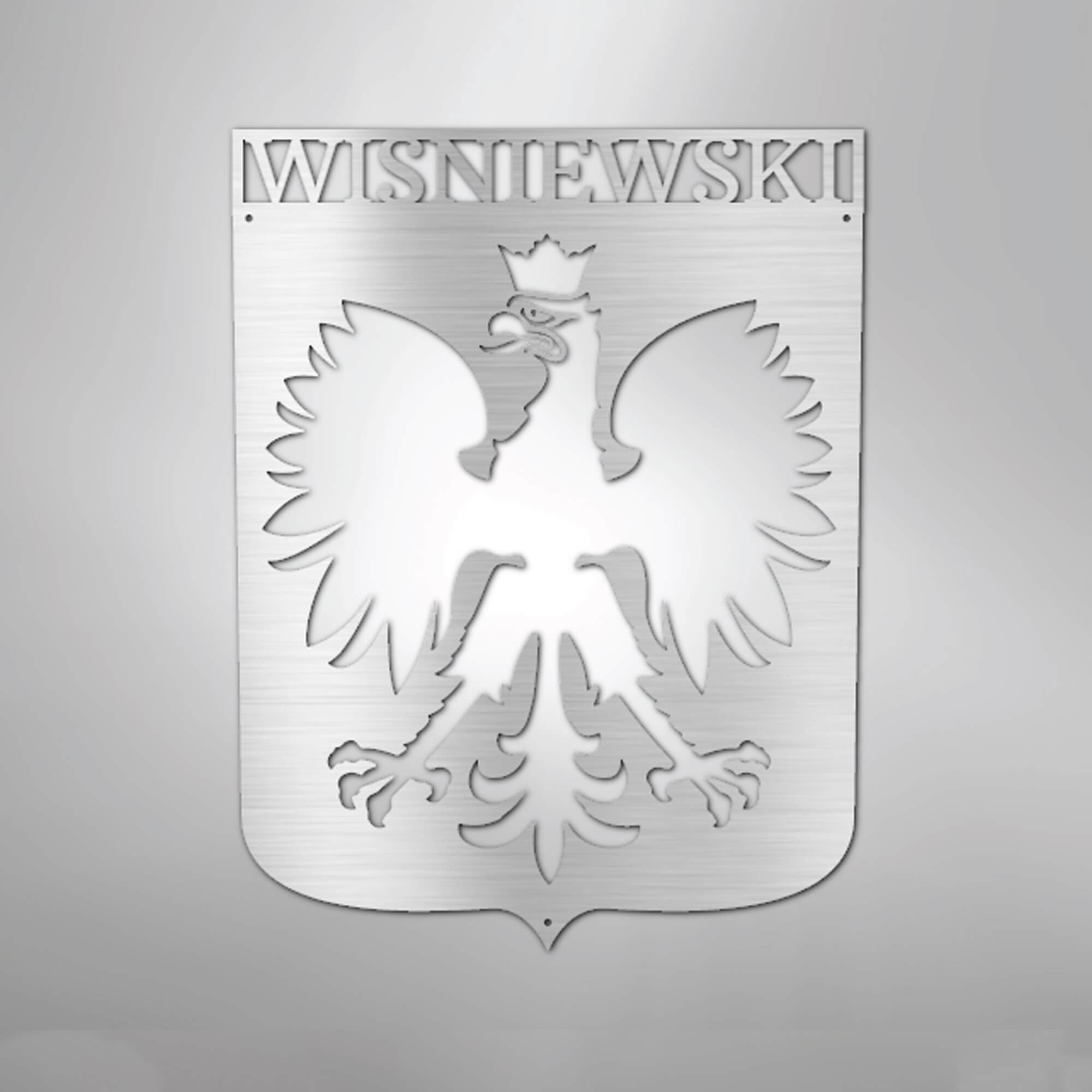 Polish Eagle Monogram Steel Sign Custom My Easy Monogram Silver 12" 