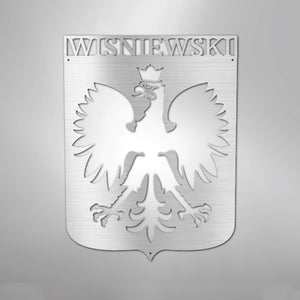 Polish Eagle Monogram Steel Sign - Silver / 12" - Polish Shirt Store