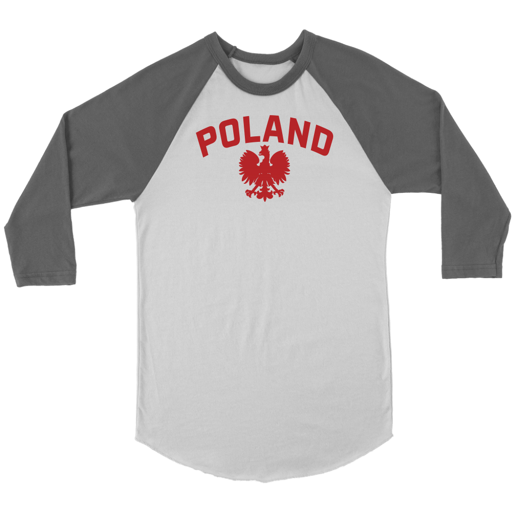 Poland Raglan Baseball Shirt T-shirt teelaunch Canvas Unisex 3/4 Raglan White/Asphalt S