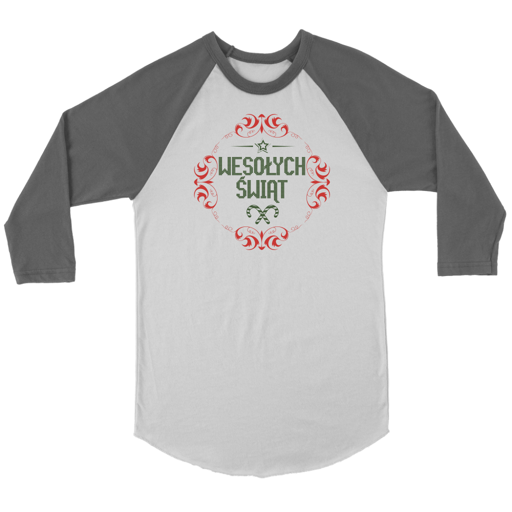 Wesolych Swiat Christmas Raglan T-shirt teelaunch Canvas Unisex 3/4 Raglan White/Asphalt S
